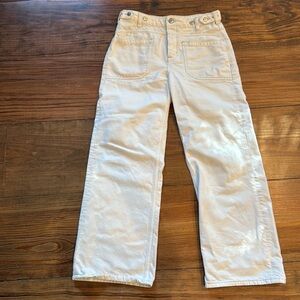 Free People Cream Palmer cuffed wide leg Jeans size 27 vintage inspired